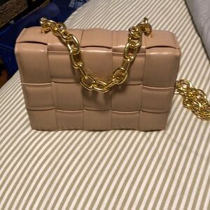 Elegant Tan Quilted Bag with Gold Chain new with tag.